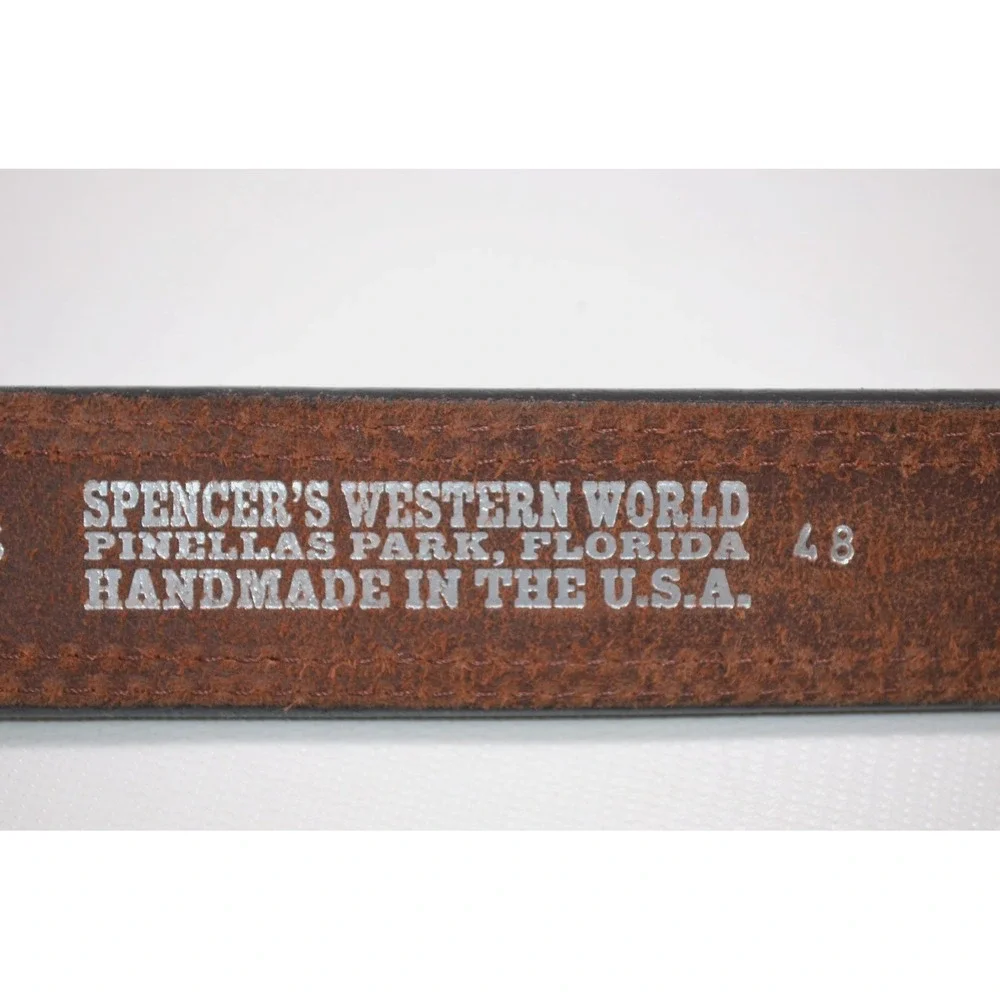 Spencer's Western World Brown Cowhide Leather Belt USA Boho Men's 48